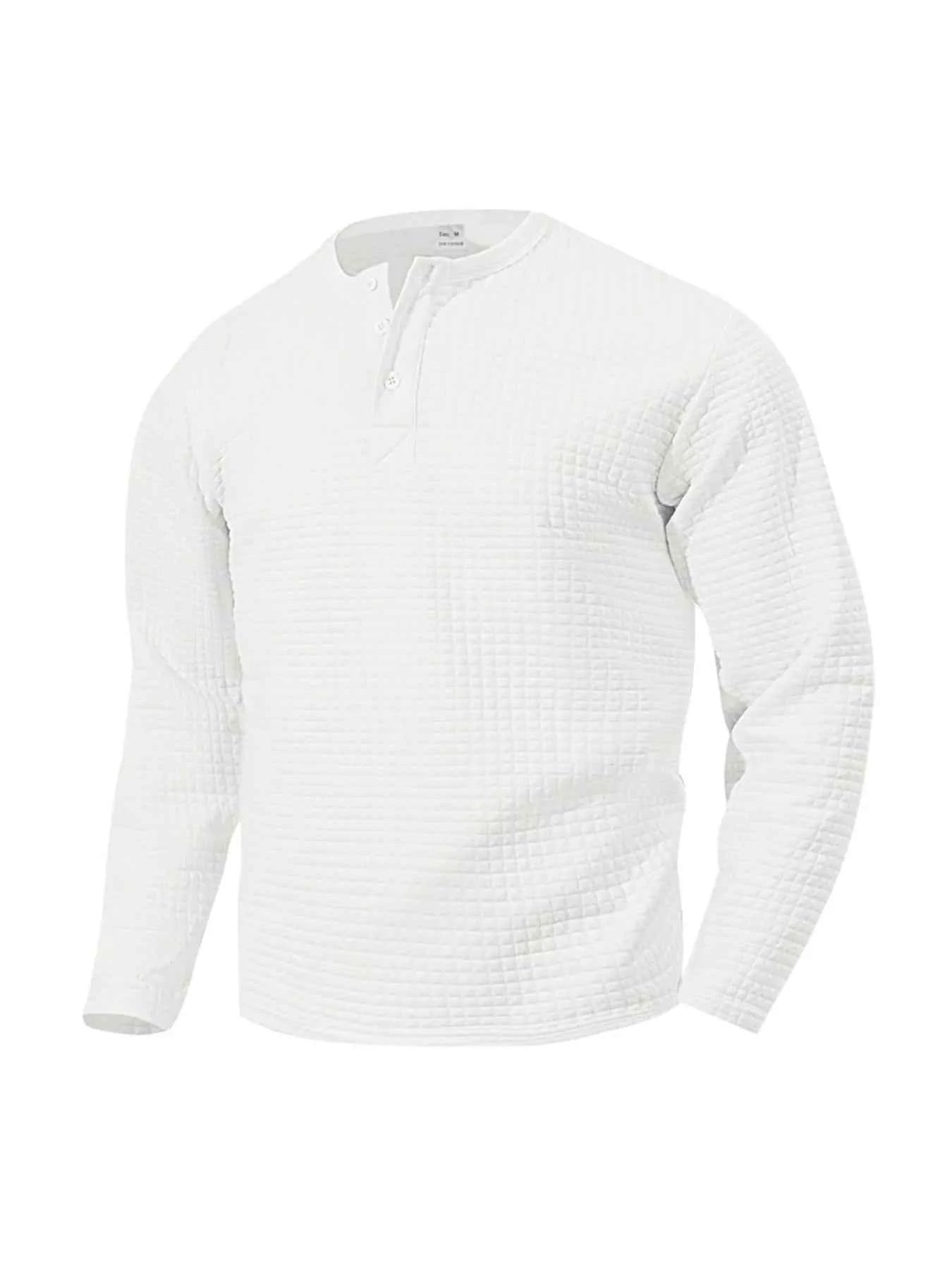 Men's Plus Size Casual Waffle Knit Henley T-Shirt
