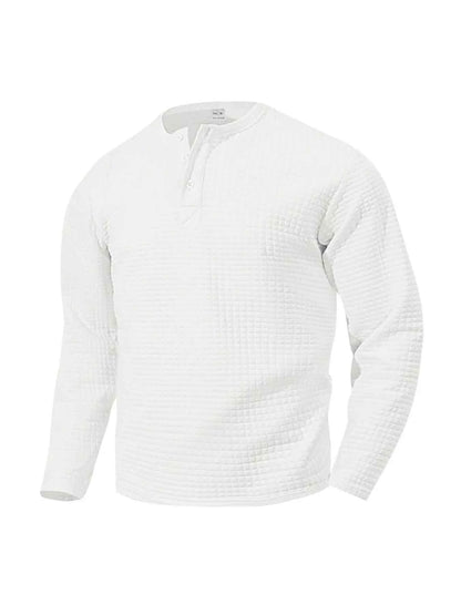 Men's Plus Size Casual Waffle Knit Henley T-Shirt