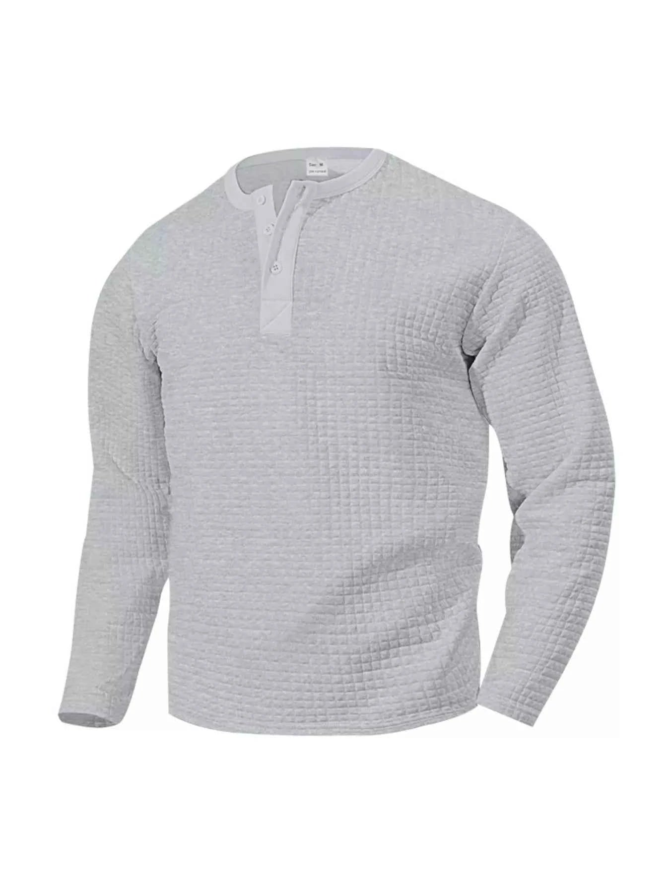 Men's Plus Size Casual Waffle Knit Henley T-Shirt