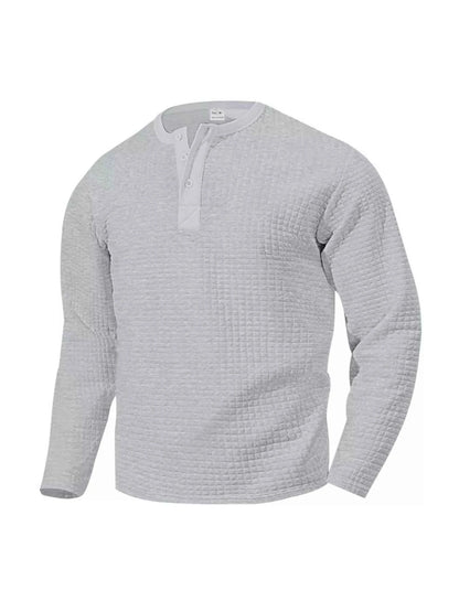 Men's Plus Size Casual Waffle Knit Henley T-Shirt