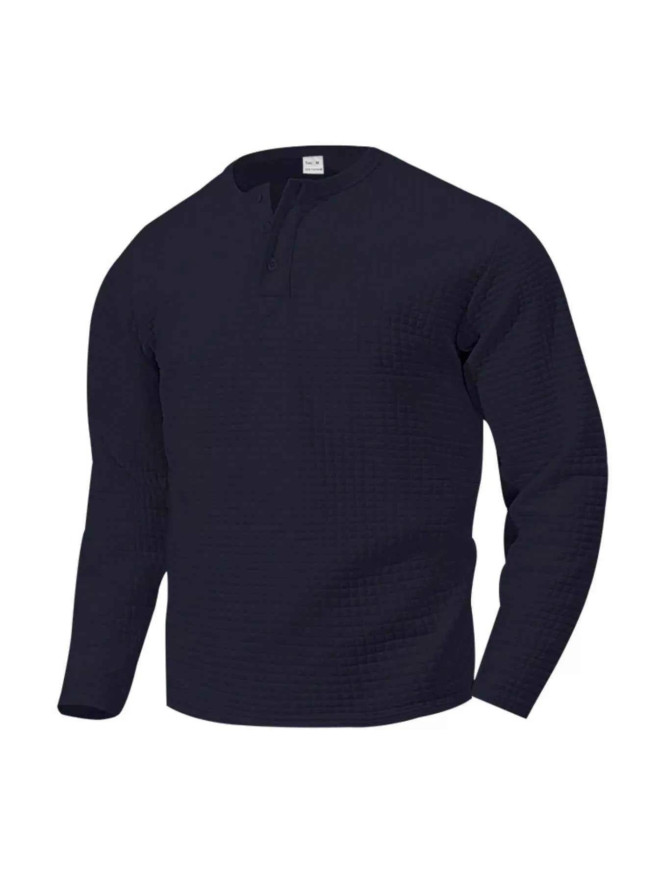 Men's Plus Size Casual Waffle Knit Henley T-Shirt
