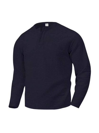Men's Plus Size Casual Waffle Knit Henley T-Shirt