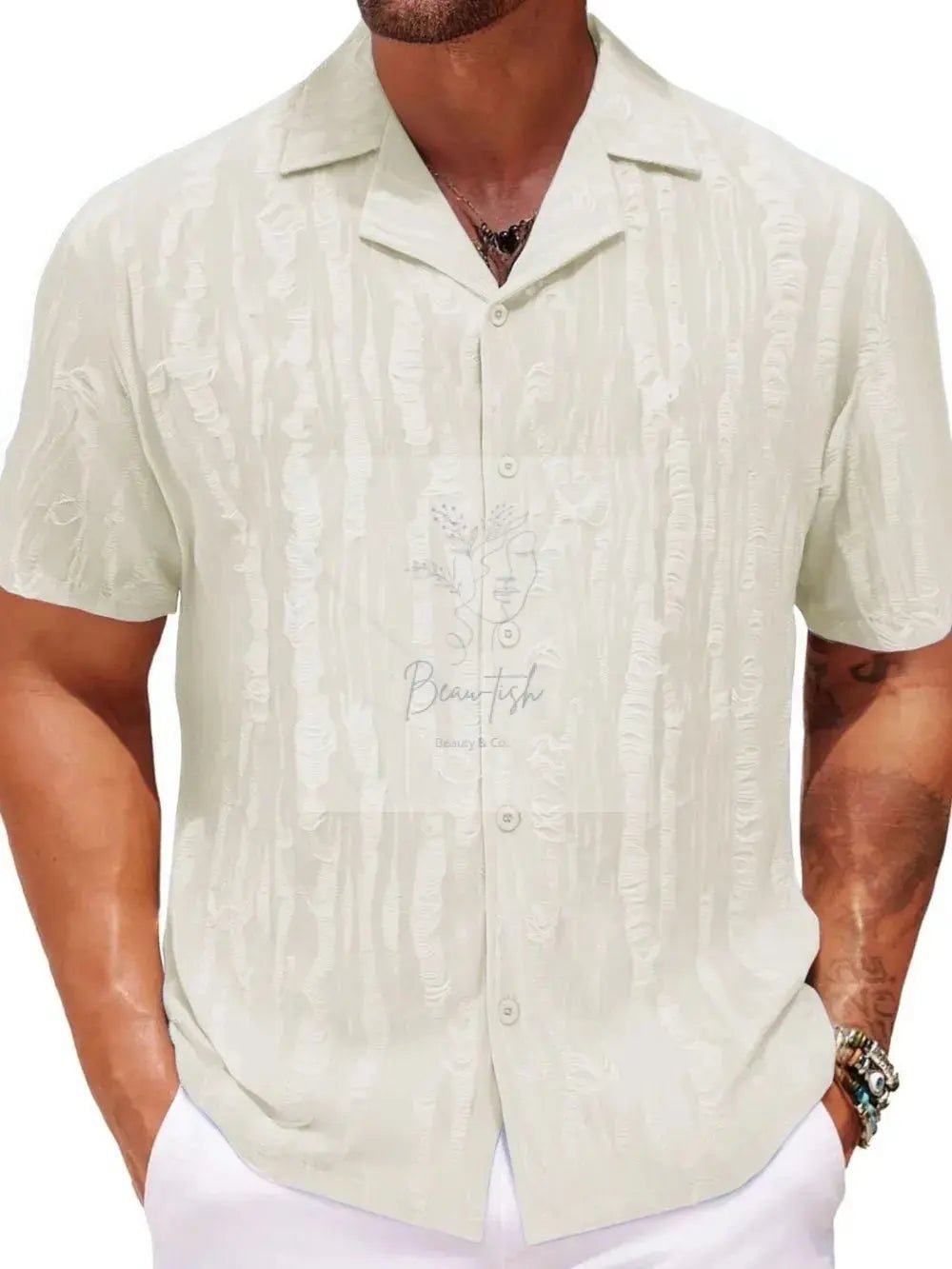 Men's Plus Size Collared Neck Short Sleeve Shirt