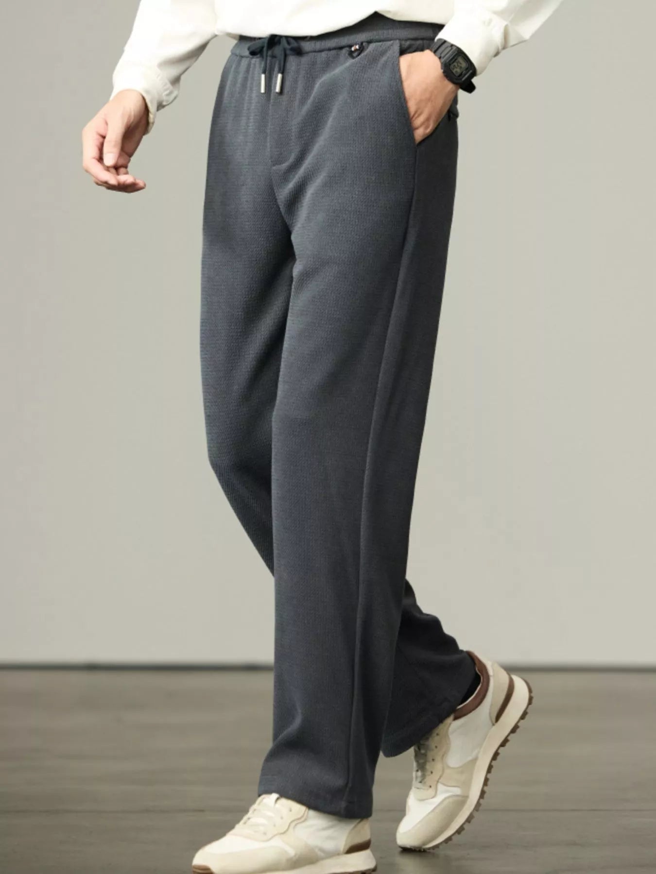 Men's Plus Size Drawstring Wide Leg Pants