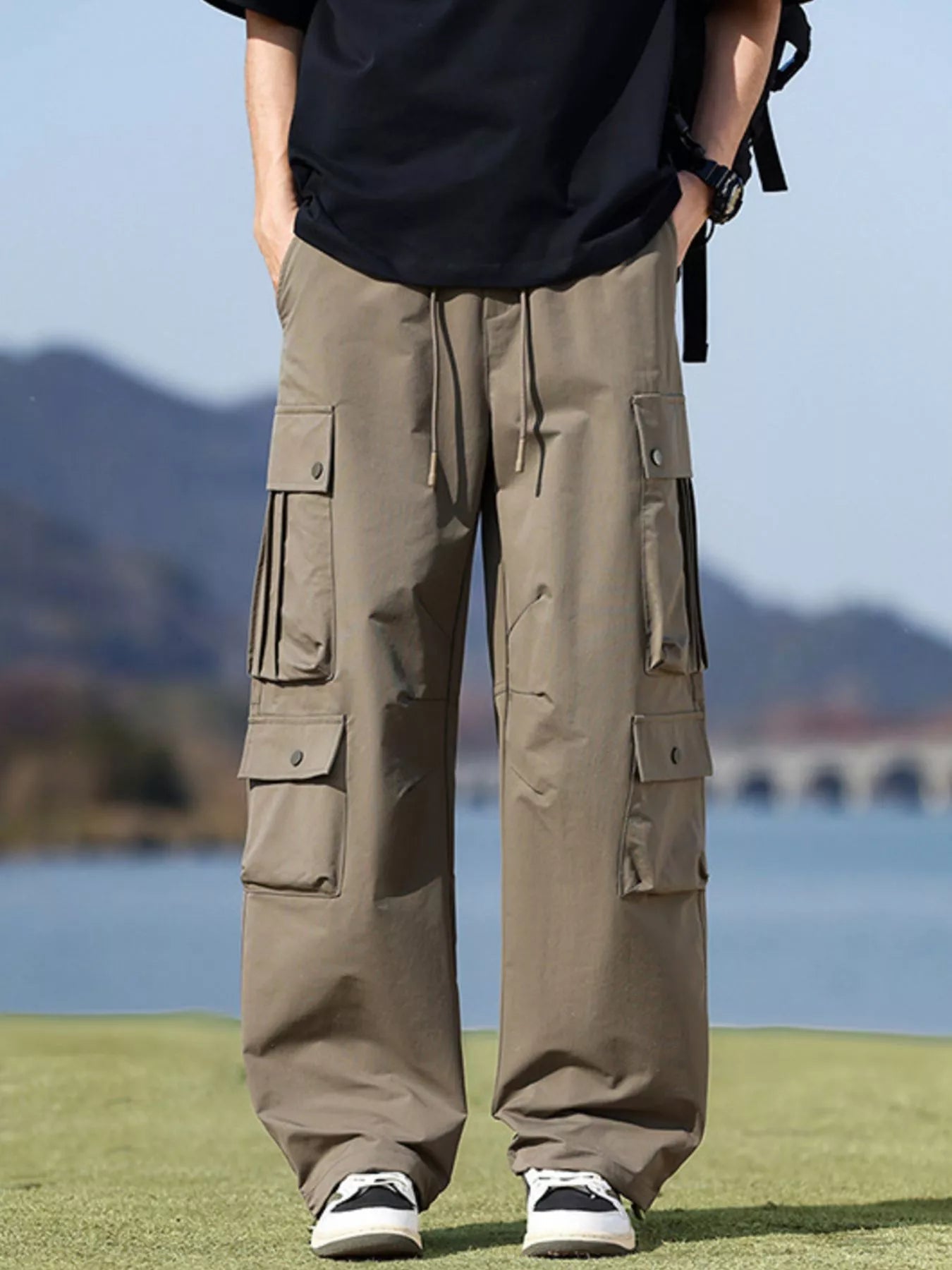 Men's Plus Size Loose Fit Multi-Pocket Cargo Pants
