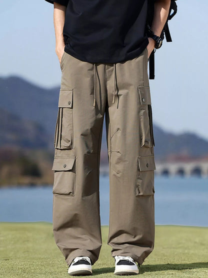 Men's Plus Size Loose Fit Multi-Pocket Cargo Pants