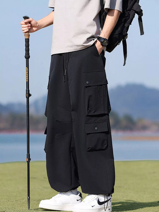 Men's Plus Size Loose Fit Multi-Pocket Cargo Pants