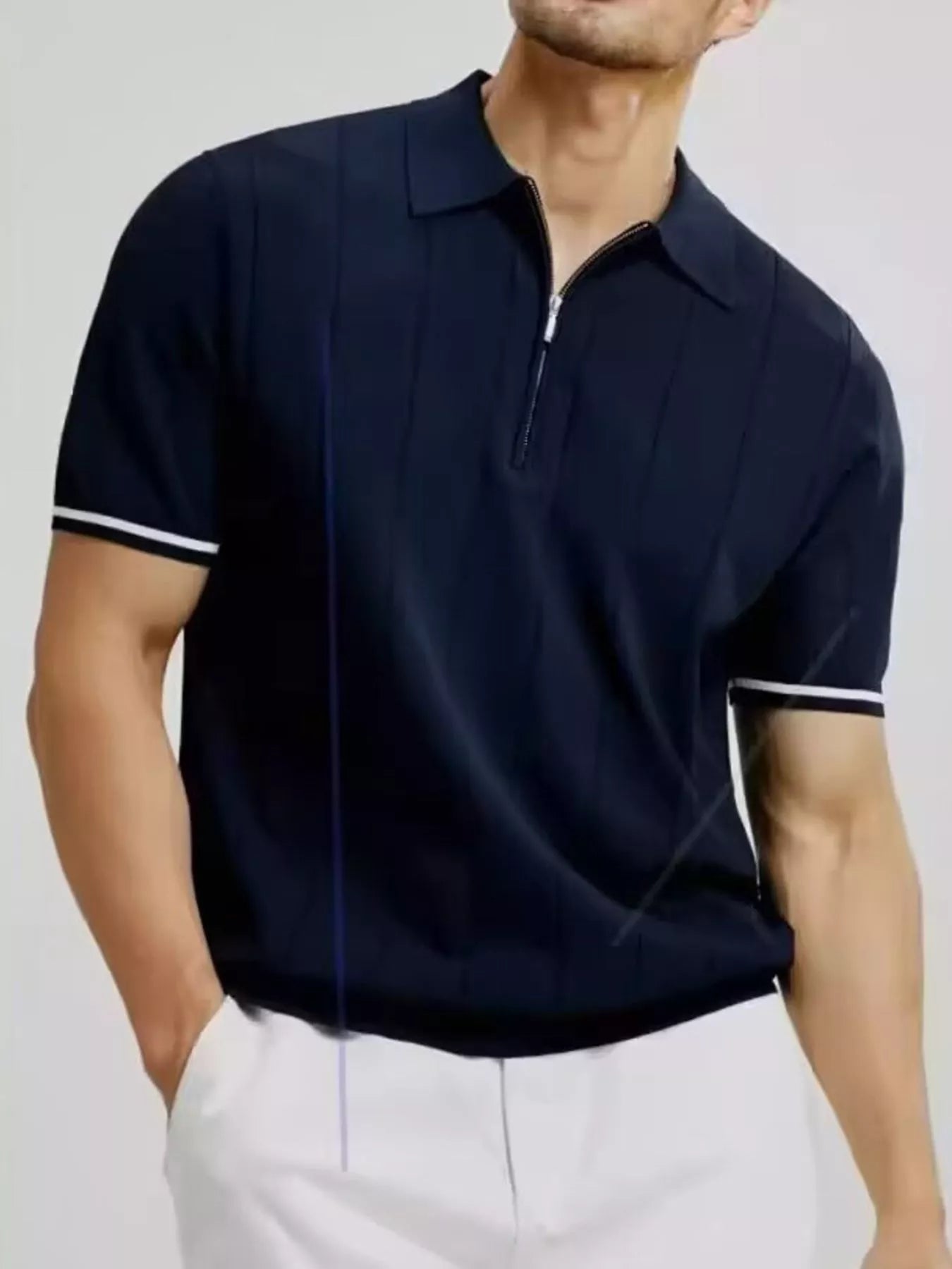 Men's Plus Size Modern Fit Zip-Up Polo Shirt