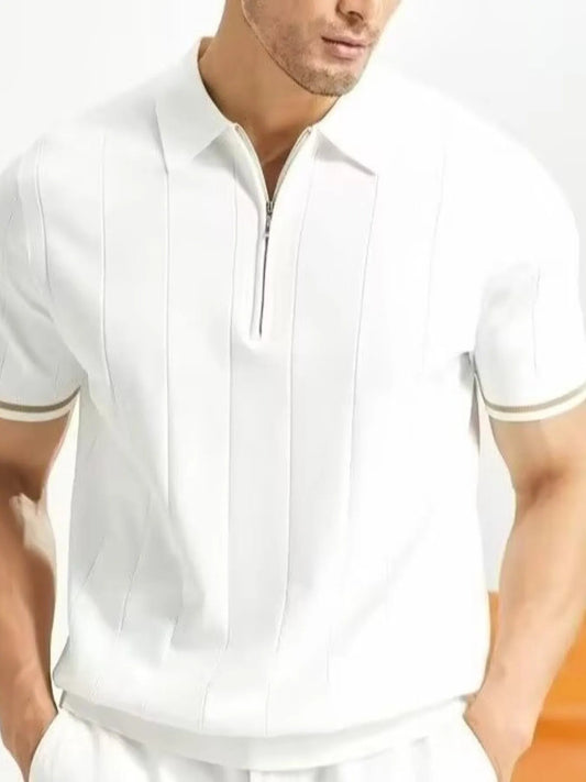 Men's Plus Size Modern Fit Zip - Up Polo Shirt