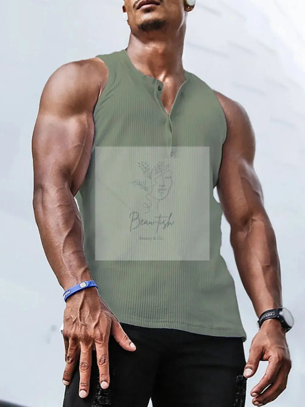 Men's Plus Size Ribbed Tank