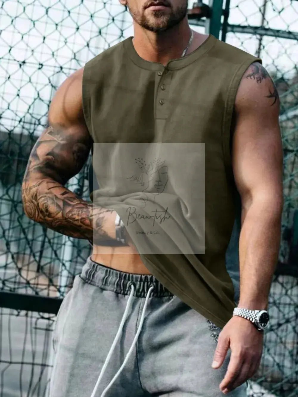 Men's Plus Size Round Neck Tank