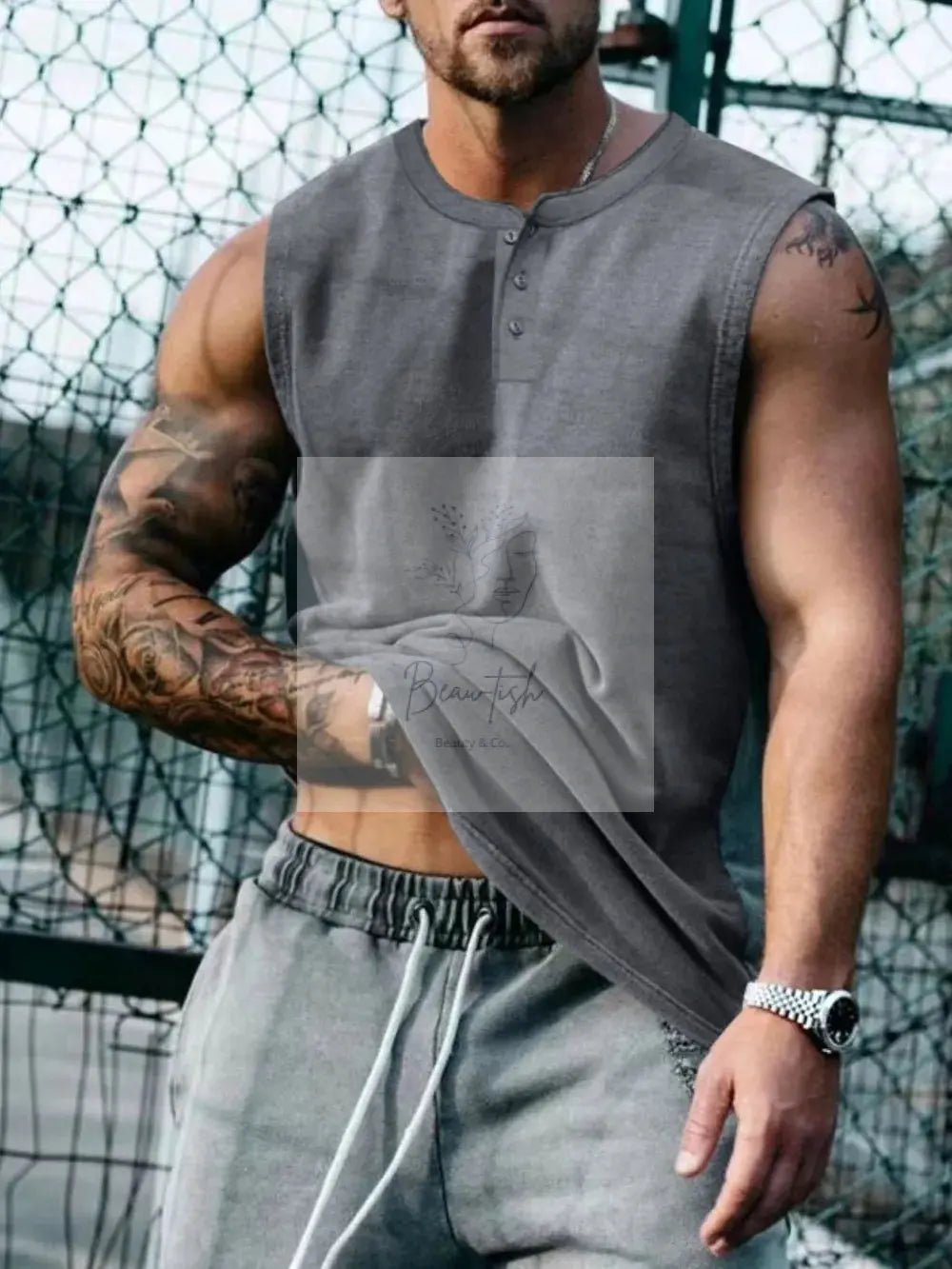 Men's Plus Size Round Neck Tank