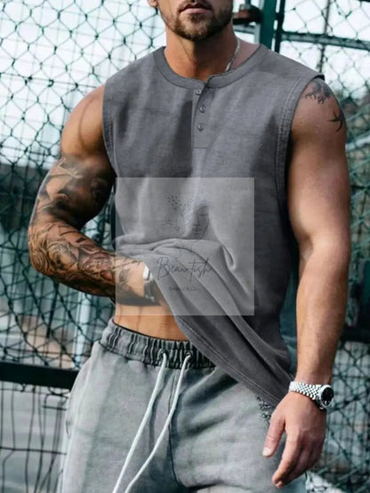 Men's Plus Size Round Neck Tank