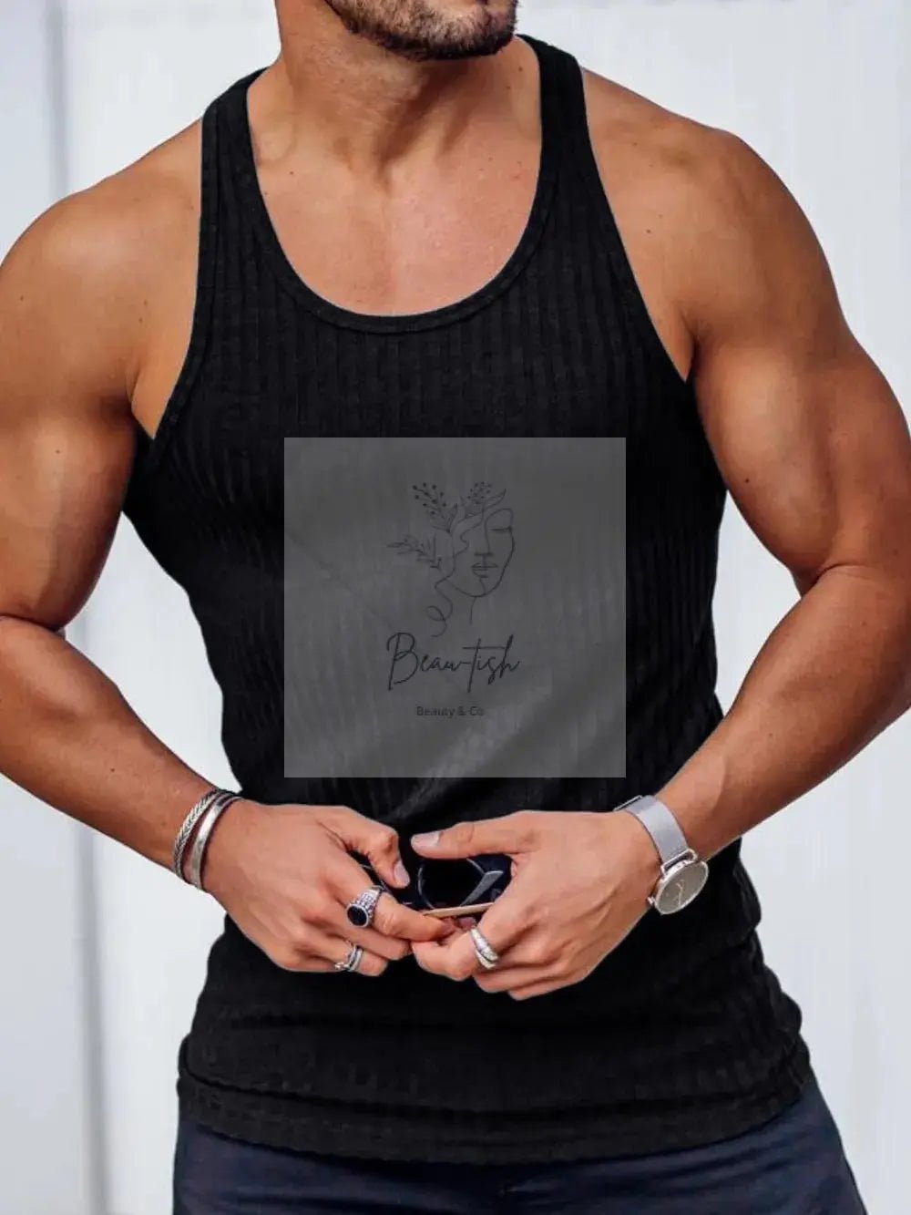 Men's Plus Size Round Neck Wide Strap Tank