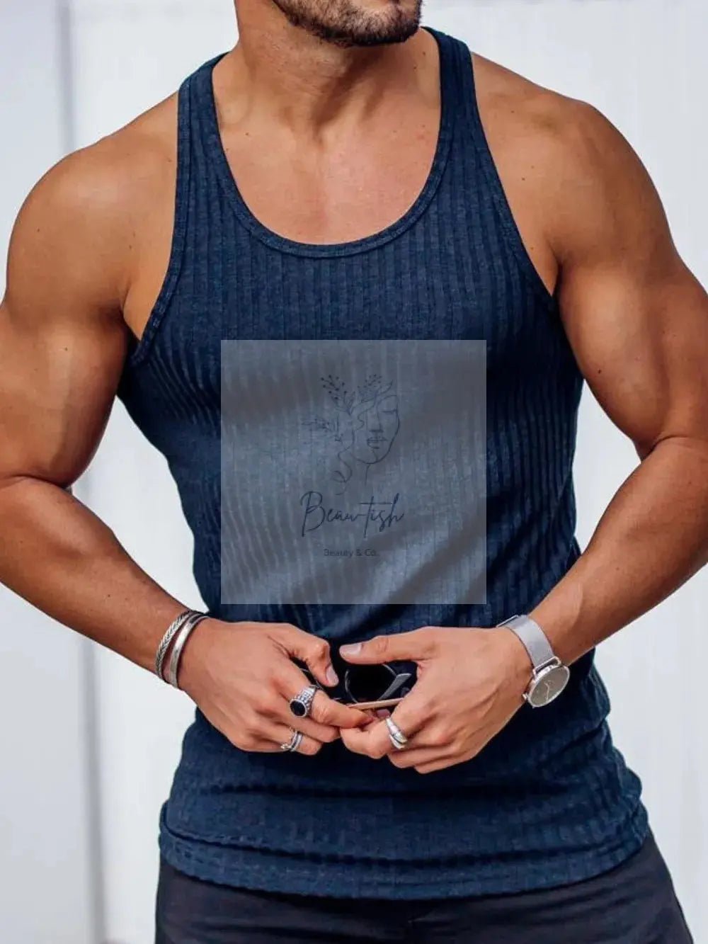 Men's Plus Size Round Neck Wide Strap Tank
