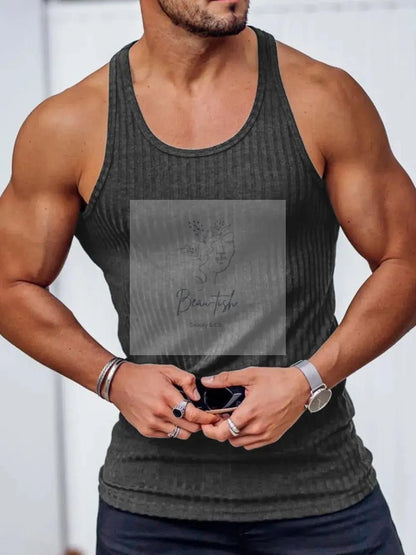 Men's Plus Size Round Neck Wide Strap Tank