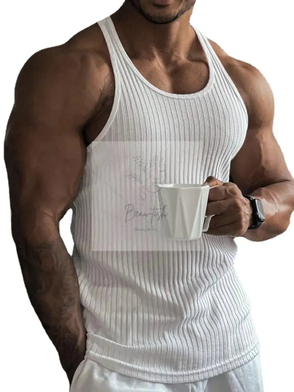 Men's Plus Size Round Neck Wide Strap Tank