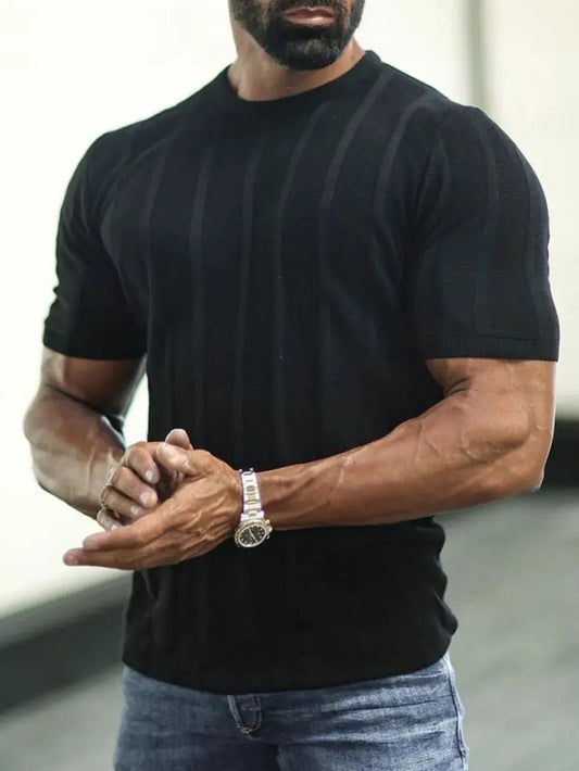 Men's Plus Size Striped Round Neck Short Sleeve T-Shirt
