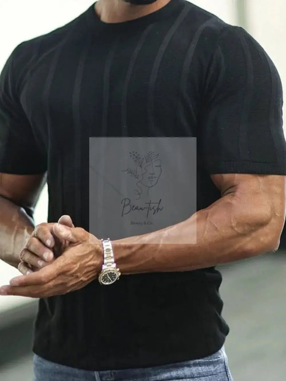 Men's Plus Size Striped Round Neck Short Sleeve T-Shirt