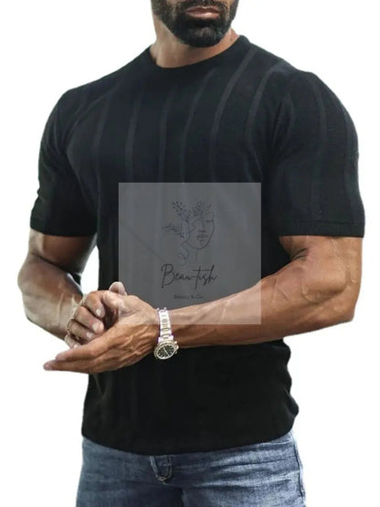 Men's Plus Size Striped Round Neck Short Sleeve T-Shirt