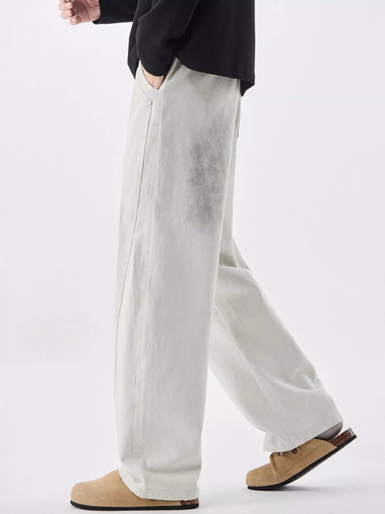 Men's Plus Size Vintage Wash Wide Leg Pants
