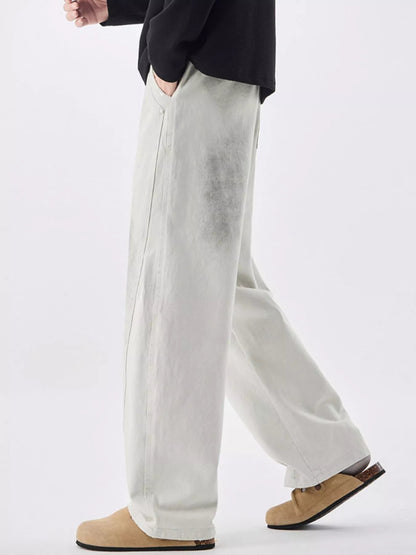 Men's Plus Size Vintage Wash Wide Leg Pants