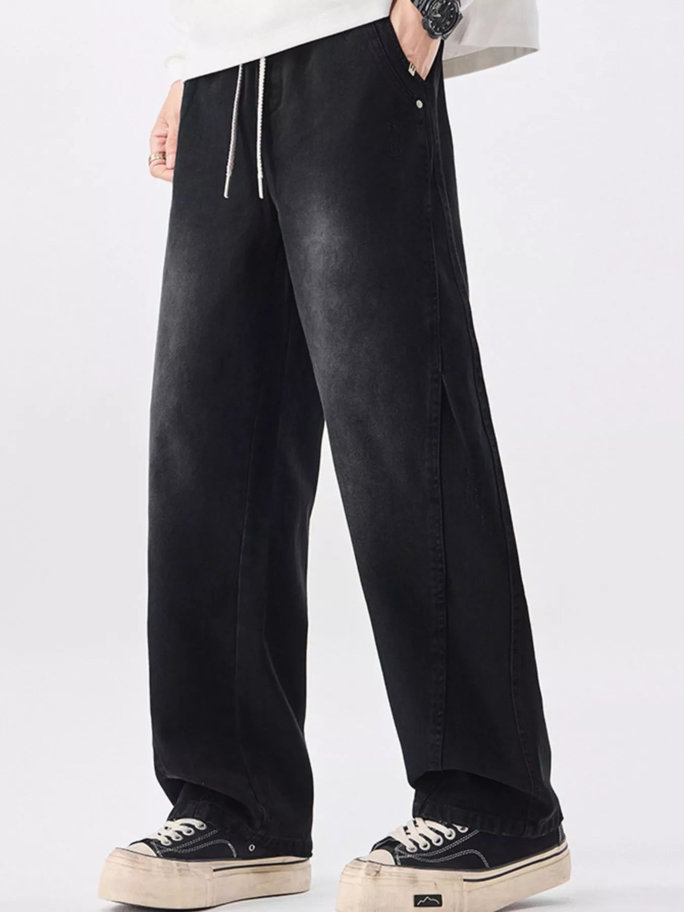 Men's Plus Size Vintage Wash Wide Leg Pants
