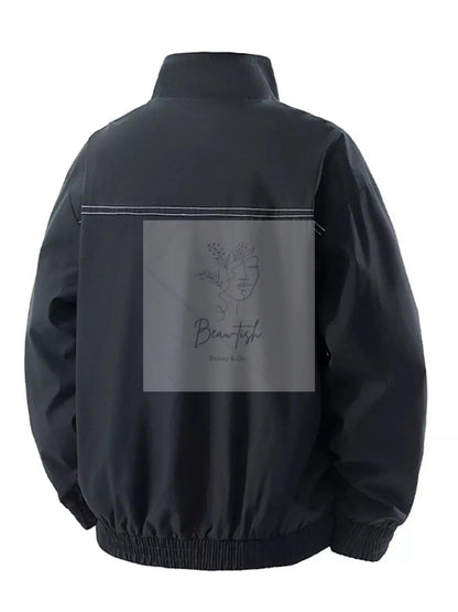 Men's Plus Size Zip Up Contrast Collar Casual Jacket