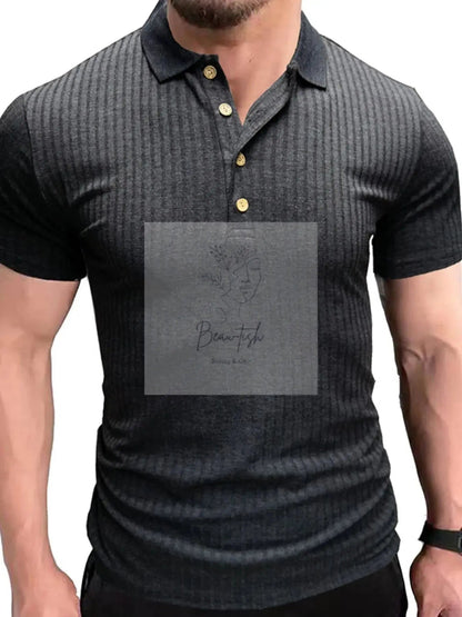 Men's Ribbed Knit Slim Fit Polo Shirt