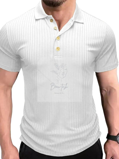 Men's Ribbed Knit Slim Fit Polo Shirt