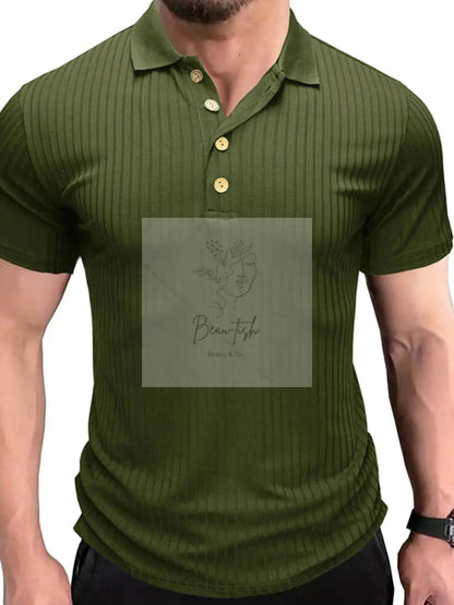 Men's Ribbed Knit Slim Fit Polo Shirt