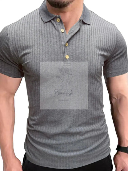 Men's Ribbed Knit Slim Fit Polo Shirt