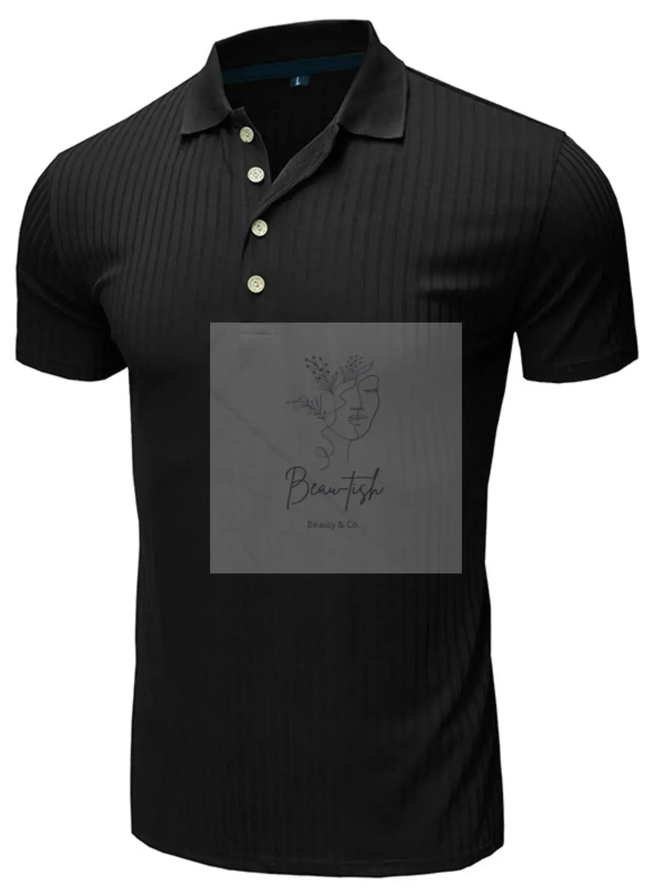 Men's Ribbed Knit Slim Fit Polo Shirt