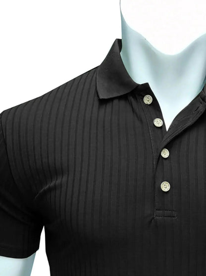 Men's Ribbed Knit Slim Fit Polo Shirt