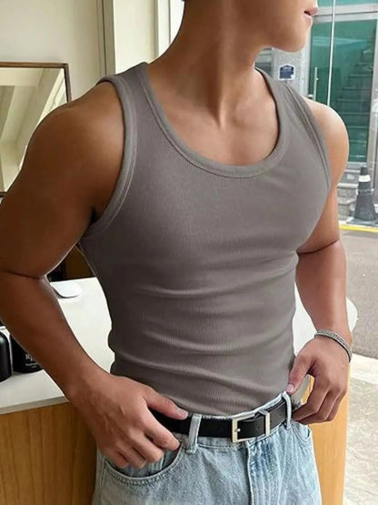 Men's Ribbed Round Neck Tank