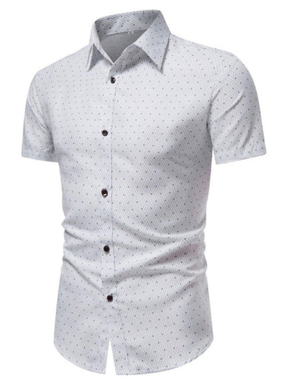 Men's Slim Fit Short Sleeve Dotted Shirt