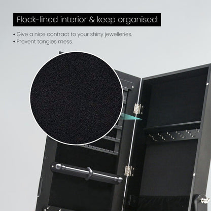 Mirror Jewellery Cabinet Organiser 2 Drawers LOWE 146cm BLACK