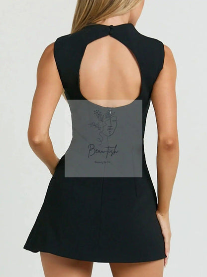 Mock Neck Sleeveless Mini Dress