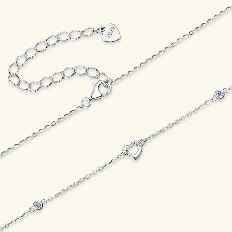 Moissanite 925 Sterling Silver Heart Necklace