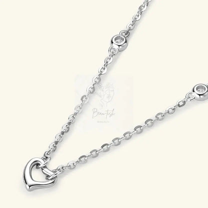 Moissanite 925 Sterling Silver Heart Necklace