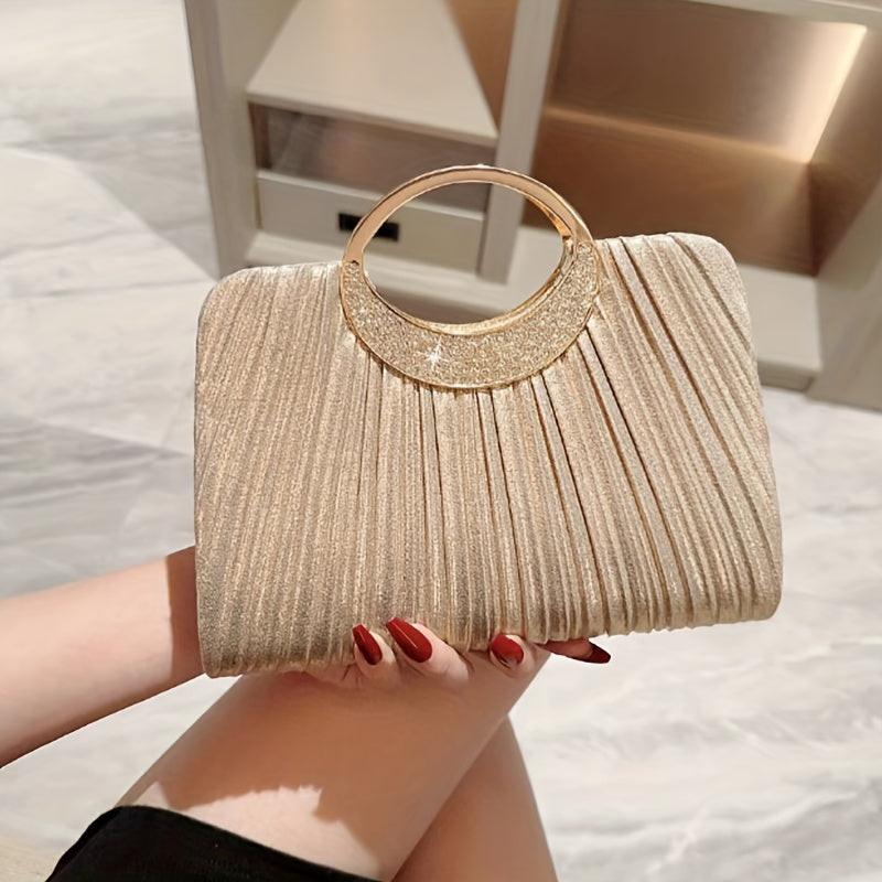 New Fashion Evening Bag Shiny Rhinestone Striped Handbag