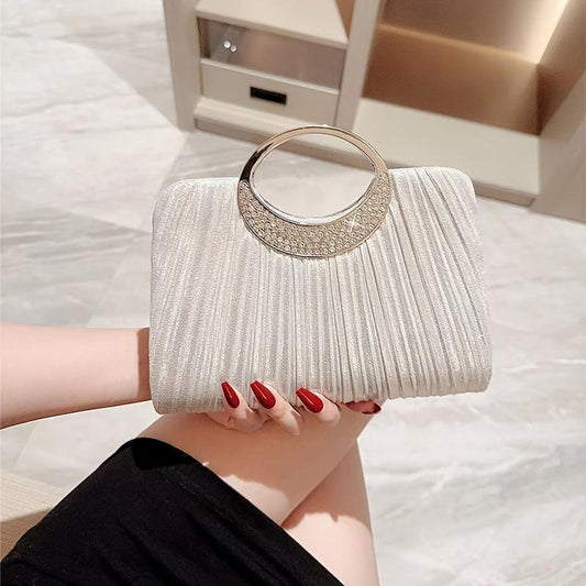 New Fashion Evening Bag Shiny Rhinestone Striped Handbag