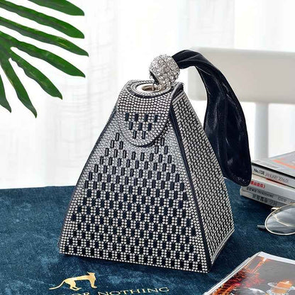 New Triangular Embellished Evening Clutch Bag – Sequin Party & Banquet Handbag
