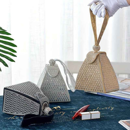 New Triangular Embellished Evening Clutch Bag – Sequin Party & Banquet Handbag