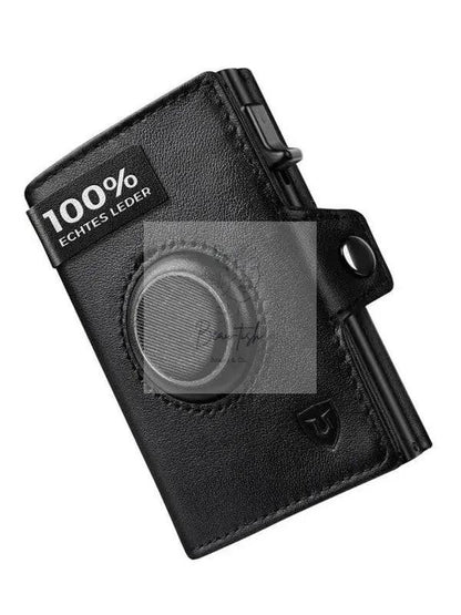 NNEOBA Mens Blocker Wallet - Genuine Leather Wallet with Coin Pocket, Black
