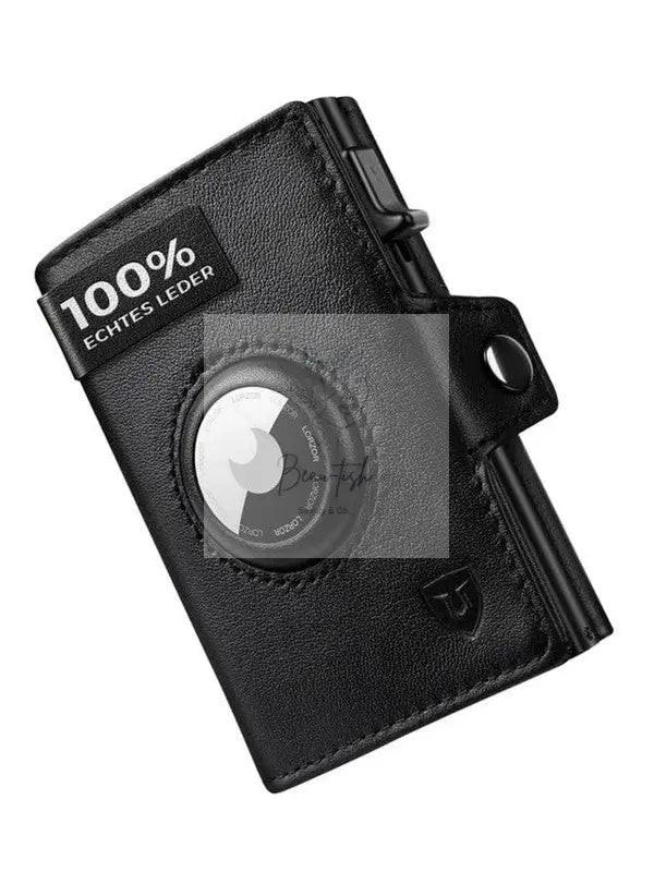 NNEOBA Mens Blocker Wallet - Genuine Leather Wallet with Coin Pocket, Black