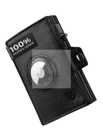 NNEOBA Mens Blocker Wallet - Genuine Leather Wallet with Coin Pocket, Black