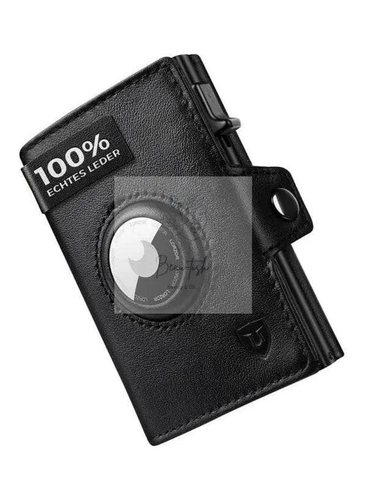 NNEOBA Mens Blocker Wallet - Genuine Leather Wallet with Coin Pocket, Black