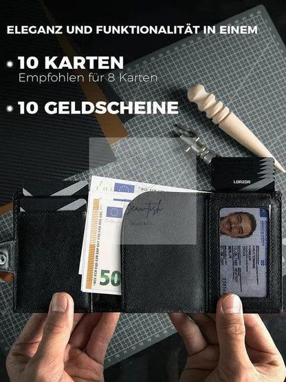 NNEOBA Mens Blocker Wallet - Genuine Leather Wallet with Coin Pocket, Black