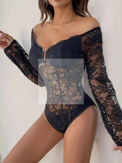 Off - Shoulder Lace Bodysuit